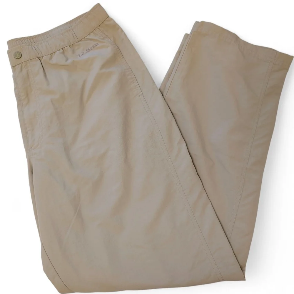 LLBEAN Tropicalwear Pants Nylon Lined UPF Stone Tan Tall Large New